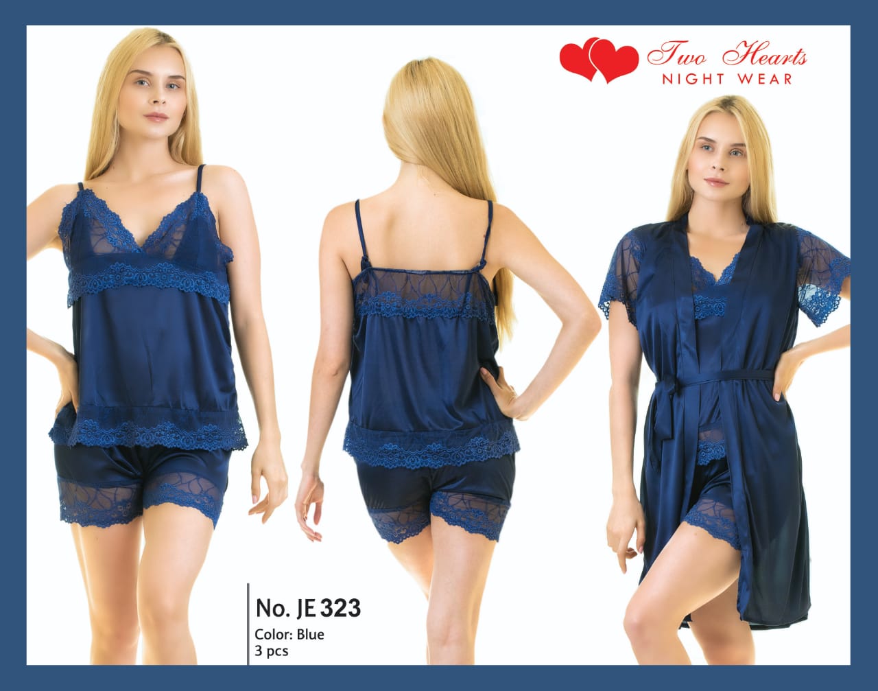 Nightwear 3 Piece Short Nighty Set For Ladies