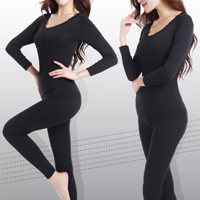 Women Winter Elastic Long Thermal Inner Wear Thermal Underwear Set