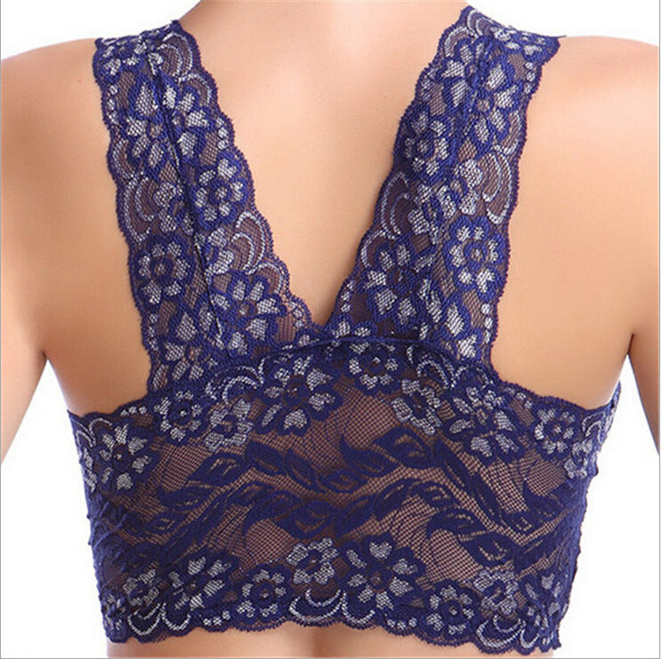 breathable full lace sleep  women's vest style no steel ring sports bra thin section