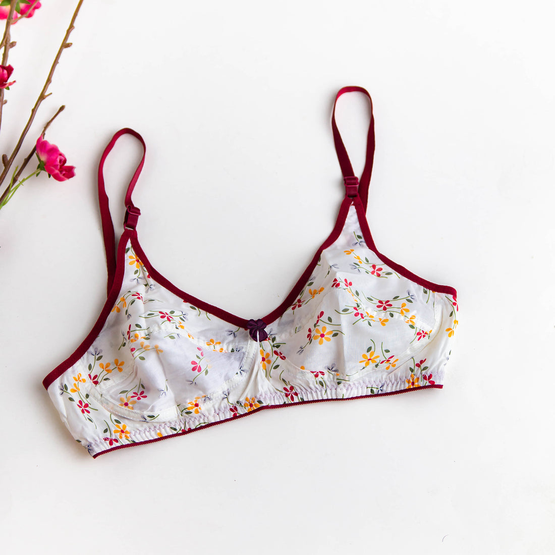 New Flower Printed Cotton non padded Bra