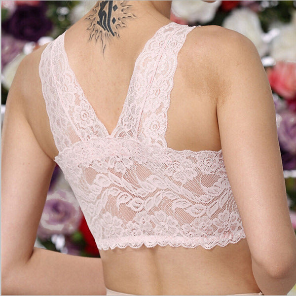 breathable full lace sleep  women's vest style no steel ring sports bra thin section