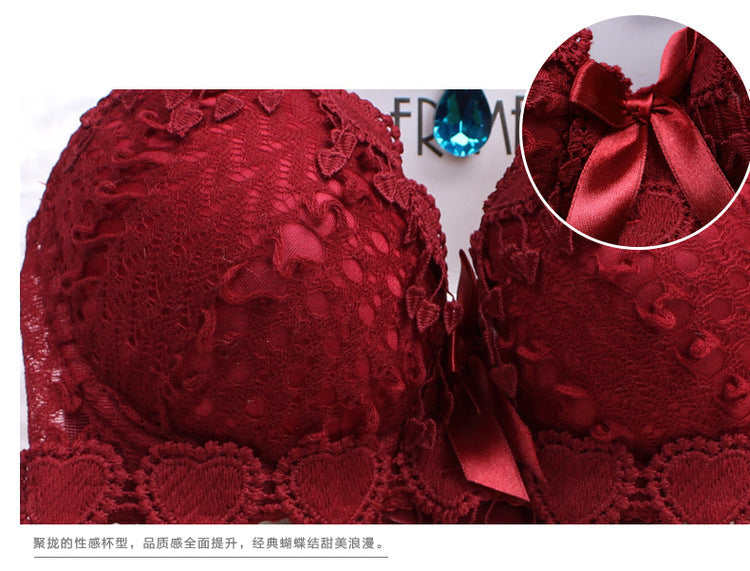 Japanese  Heart Design  Luxury New Deep V New Brand  Push Up Bra Set