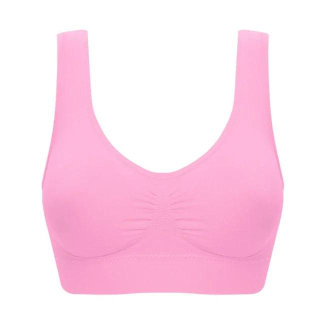 Pack of 3 Plus Size Women Soft Genie Leisure Bra with Removable Pads Seamless Double Layer Workout Tank Top Push Up Fitness Bra