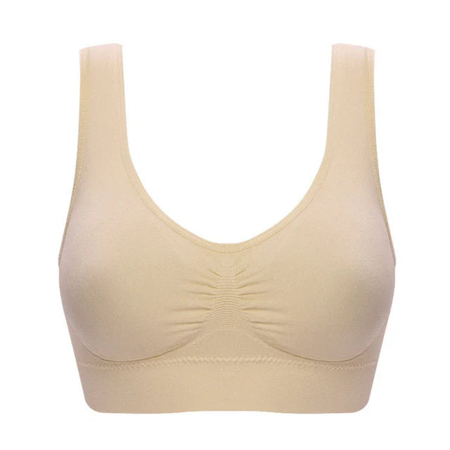 Pack of 3 Plus Size Women Soft Genie Leisure Bra with Removable Pads Seamless Double Layer Workout Tank Top Push Up Fitness Bra