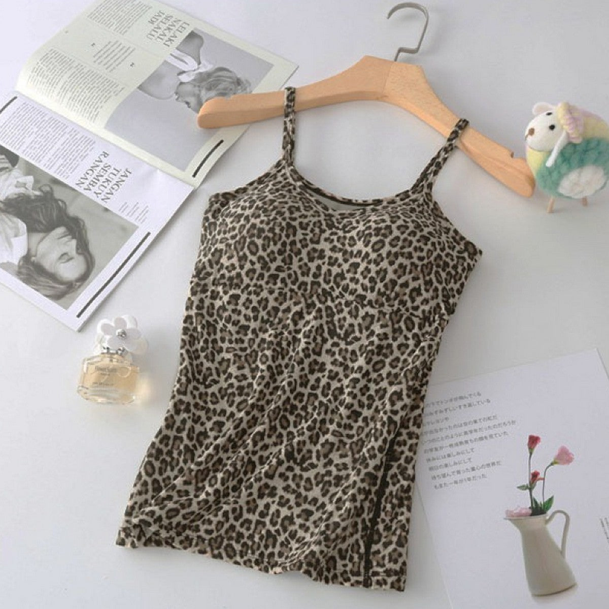 Ladies Leopard Printed Padded  Camisole