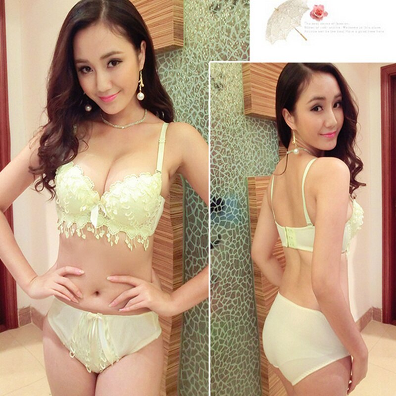 Japanese  Heart Design  Luxury New Deep V New Brand  Push Up Bra Set