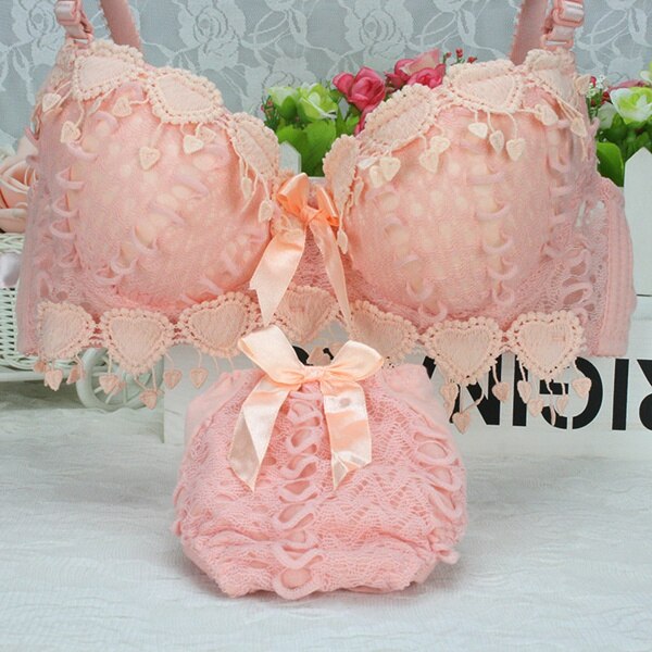 Japanese  Heart Design  Luxury New Deep V New Brand  Push Up Bra Set