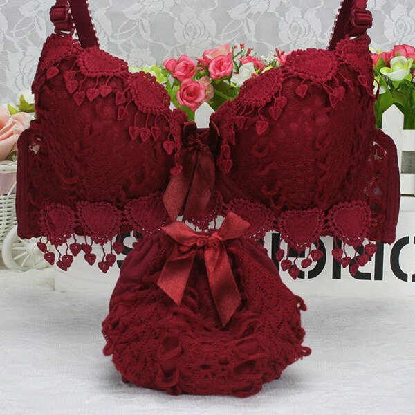 Japanese  Heart Design  Luxury New Deep V New Brand  Push Up Bra Set