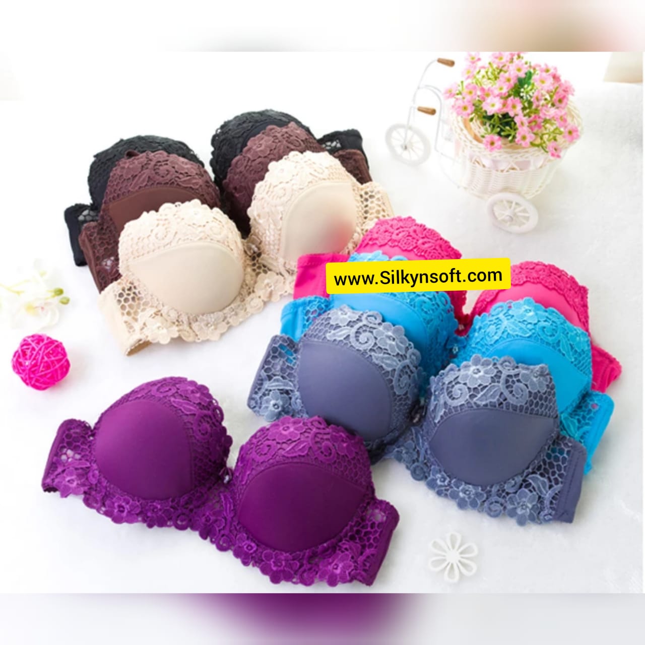 Bras Big Embroidery exclusive atmosphere breathable comfortable deep V adjustable bra