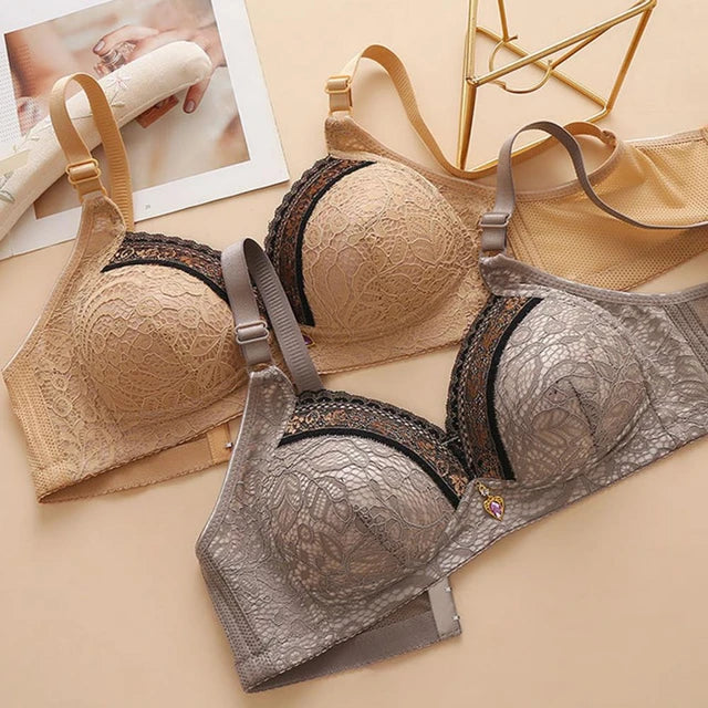 Embroidery single padded bra