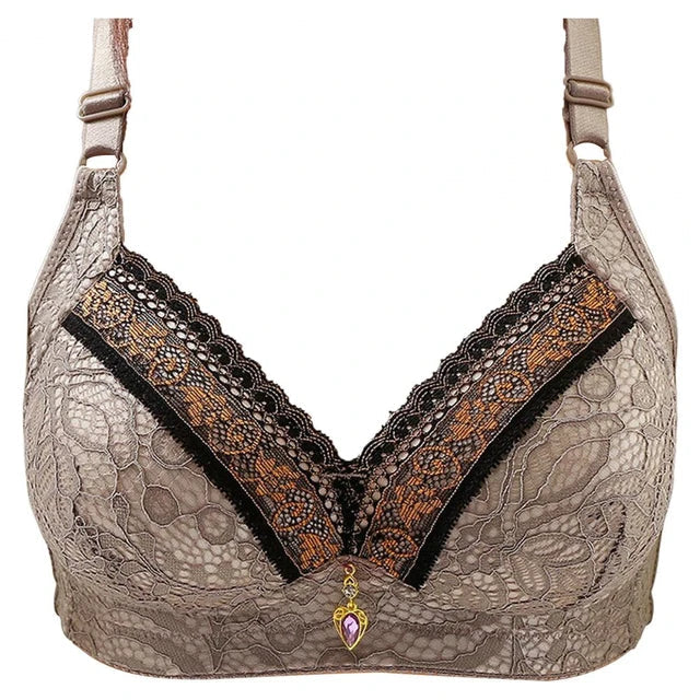 Embroidery single padded bra