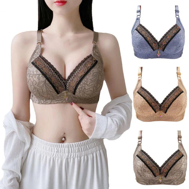 Embroidery single padded bra