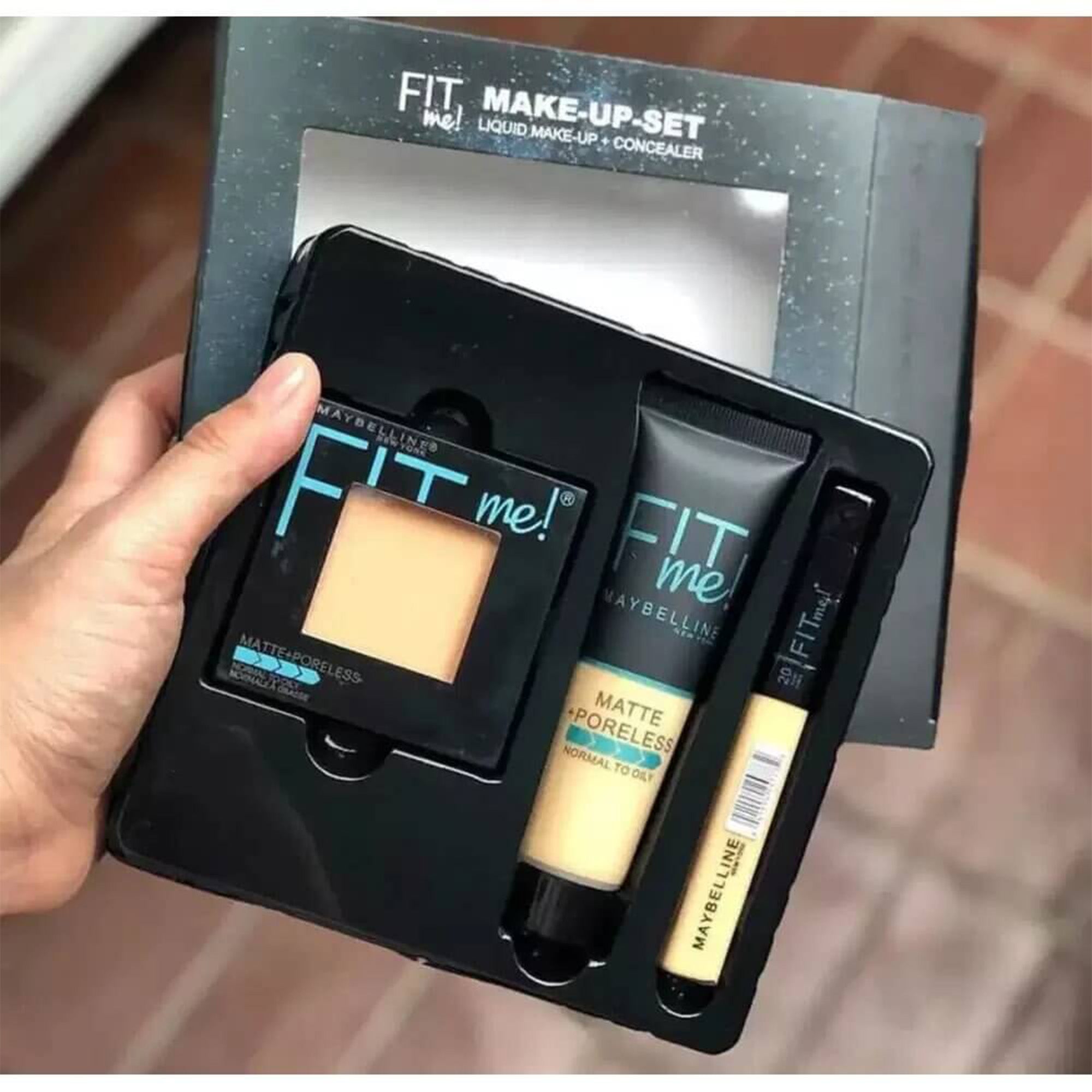 ORIGINAL & AUTHENTIC FIT ME MAKE-UP SET Foundation & Liquid make up & concealer & powder 3in1