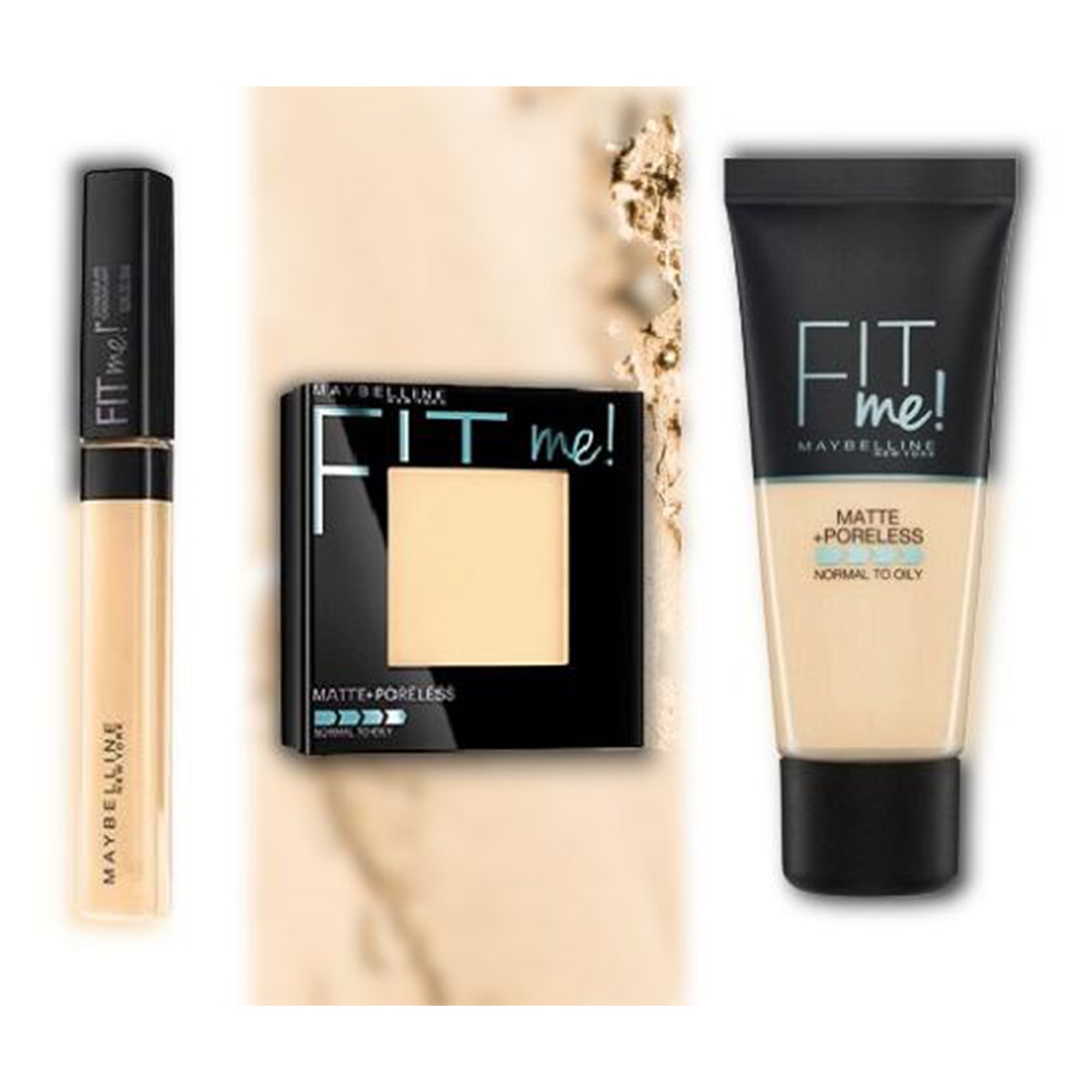 ORIGINAL & AUTHENTIC FIT ME MAKE-UP SET Foundation & Liquid make up & concealer & powder 3in1