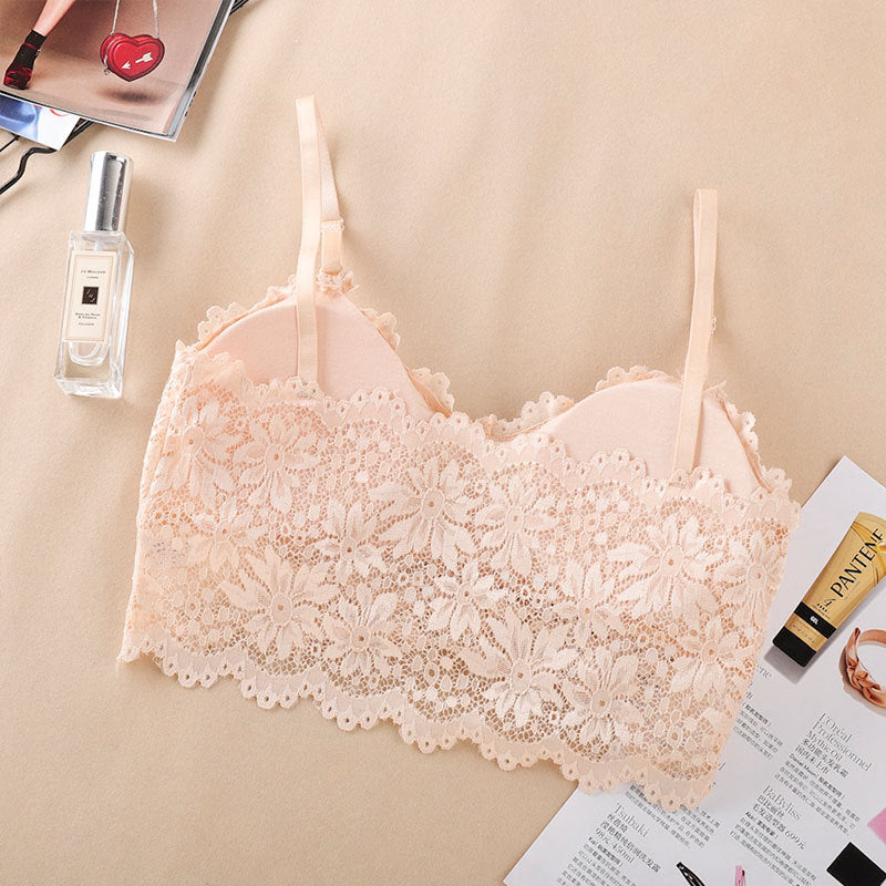 Sun Flower Fairy Lace Bra Wrapped Chest Beauty Back Underwear Women Fashion Belt Chest Padded