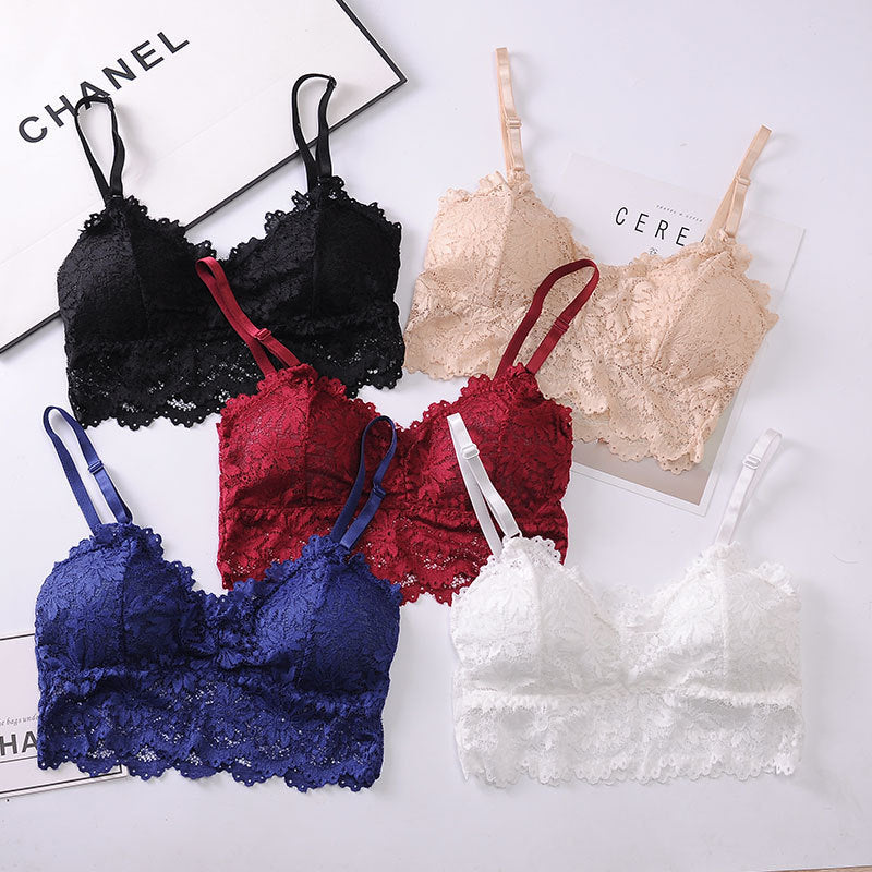 Sun Flower Fairy Lace Bra Wrapped Chest Beauty Back Underwear Women Fashion Belt Chest Padded