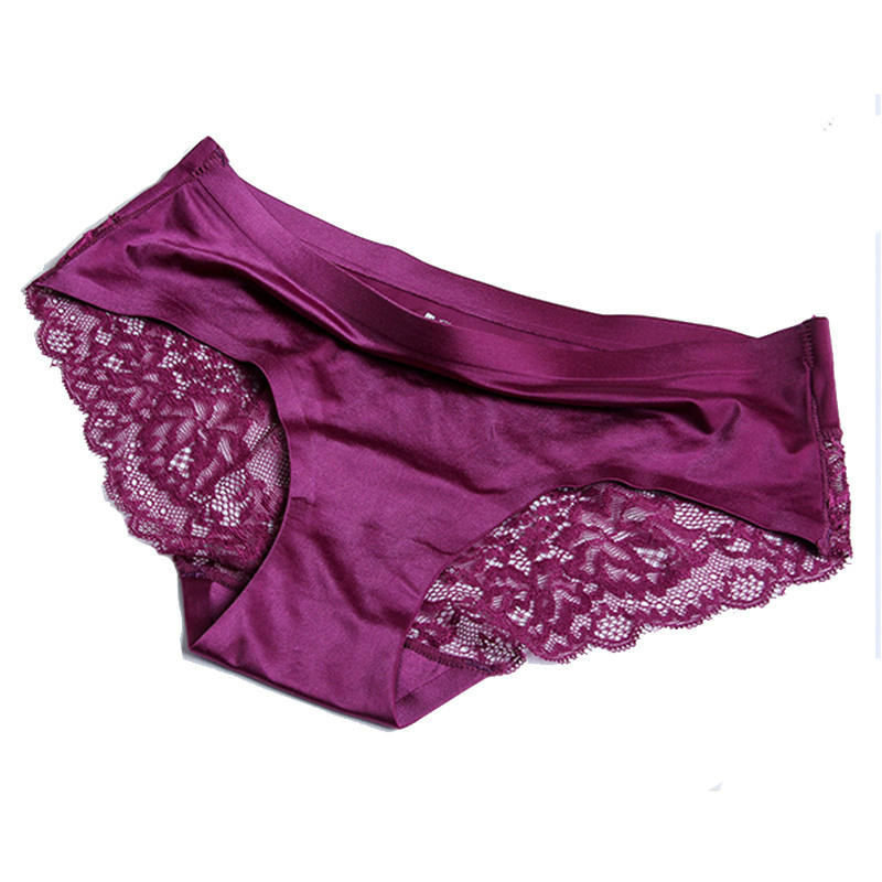 Pack of 3  Underwear lingerie breathable  seamless  interior lace satin women's net  panties