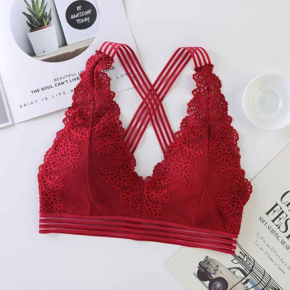 Transparent lace bra  lingerie set deep v bralette low waist padded panties feminine intimate underwear set