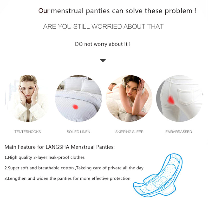 Pack Of  3 Seamless Leak Proof Mid Waist Menstrual Period Panties